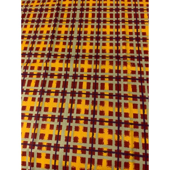 Vintage Plaid Fabric 1/2 Yard Orange & Red Cotton Textiles For Crafting & Quilti - Picture 1 of 4